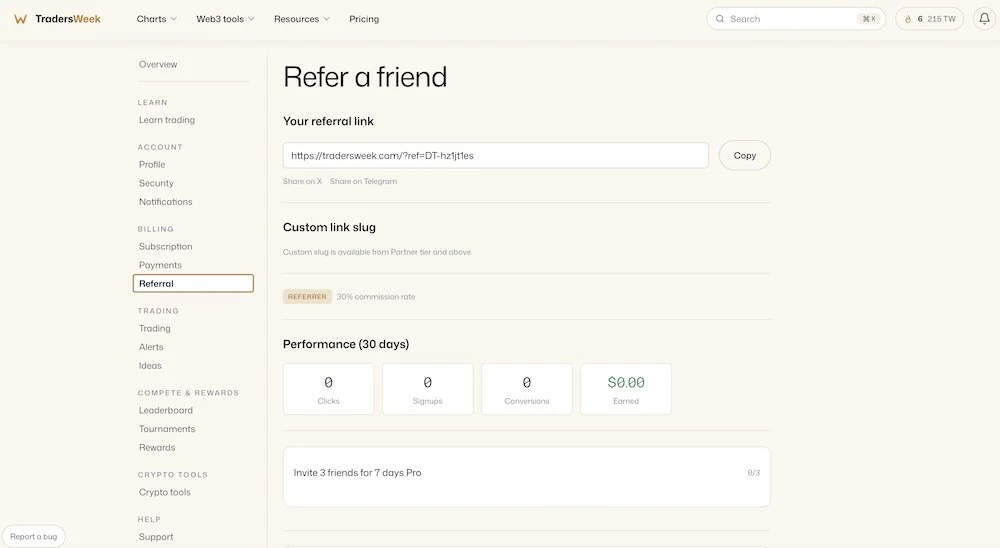 affiliate dashboard